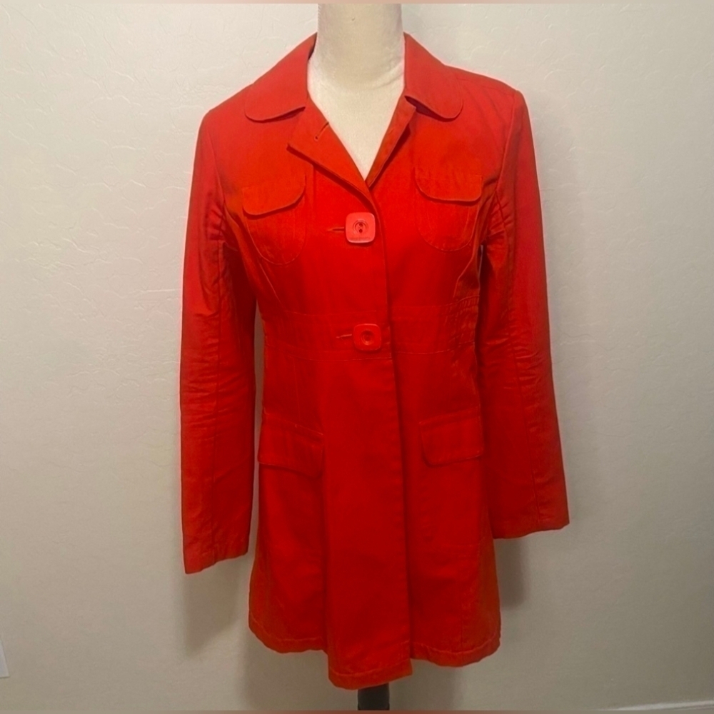 Tara Jarmon Vibrant Red Trench Coat NWOT - Picture 10 of 12